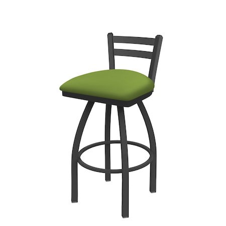 Holland Bar Stool Co 25" Low Back Swivel Counter Stool, Pewter Finish, Canter Kiwi Green Seat 41125PW009